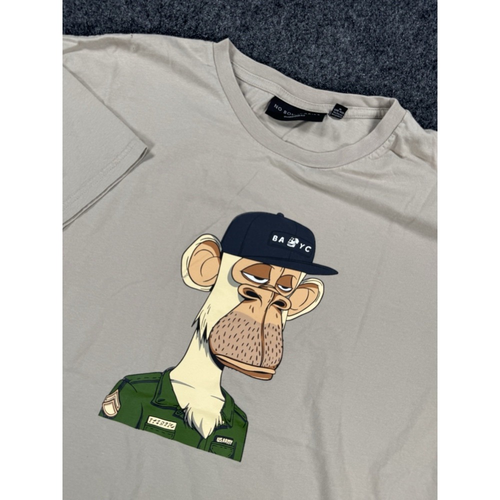 No Boundaries Bored Ape Yacht Club BAYC Graphic Oversized T Shirt Mens M Beige